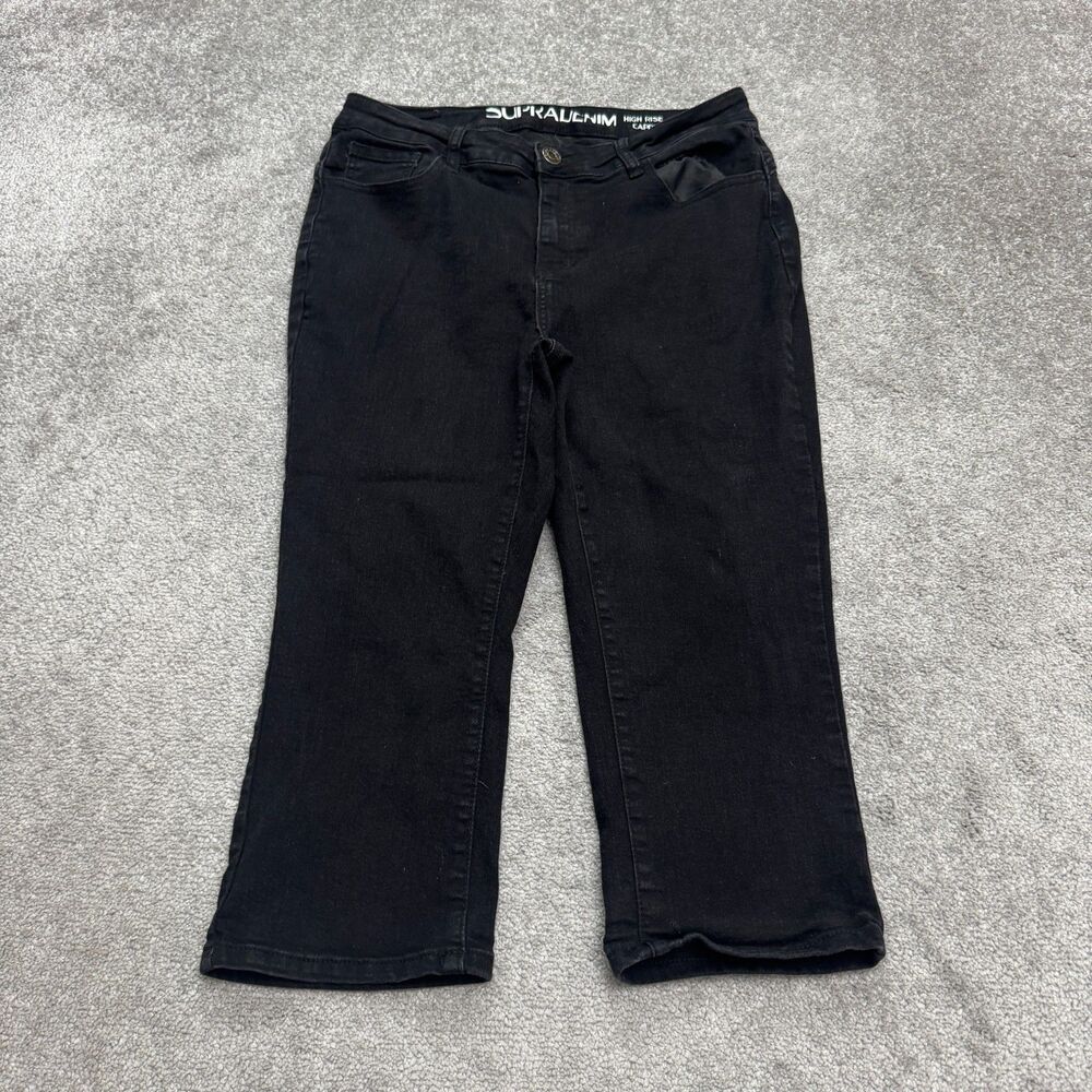Supra Denim High Rise Capri Cropped Jeans Womens 14 Black Stretch Casual 32x20